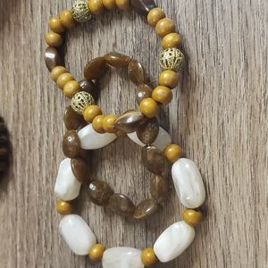 3 piece set brown cream bracelet